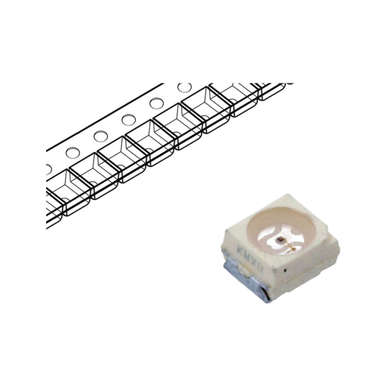 LED; roşie; SMD; 3528,PLCC2; 4,5÷11,2mcd; 1,8÷2,2VDC; 60°; 2mA