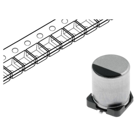 Condensator: electrolitic; SMD; 33uF; 10VDC; Ø4x5,8mm; ±20%; 2000h