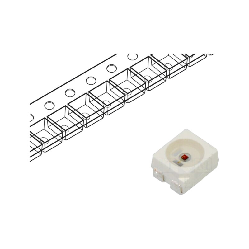 LED; portocalie; SMD; 3528,PLCC4; 1000÷1800mcd; 1,6÷2,6VDC; 120°