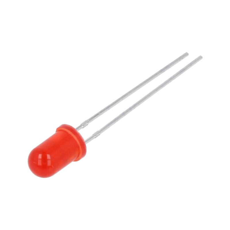 LED; roşie; 5mm; 250÷600mcd; 45°; 1,8÷2,6VDC; Nr.term: 2; -40÷85°C