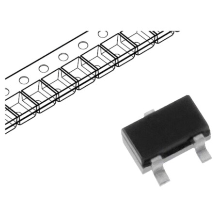 Tranzistor: NPN; bipolar; BRT; 50V; 0,1A; 0,15W; SOT523; R1: 4,7kΩ