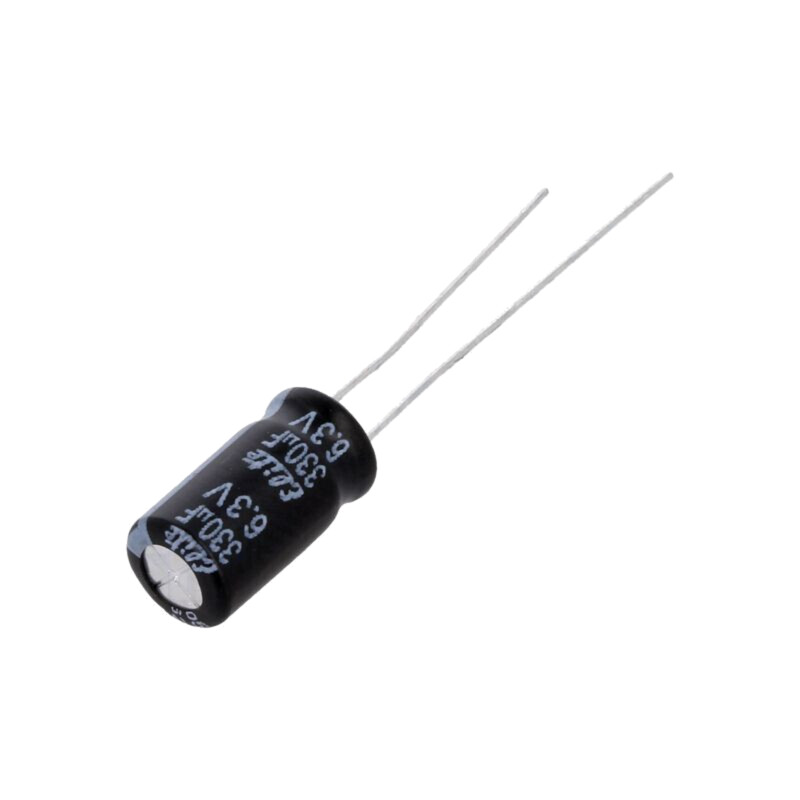 Condensator: electrolitic; THT; 330uF; 6,3VDC; Ø6,3x11mm; ±20%