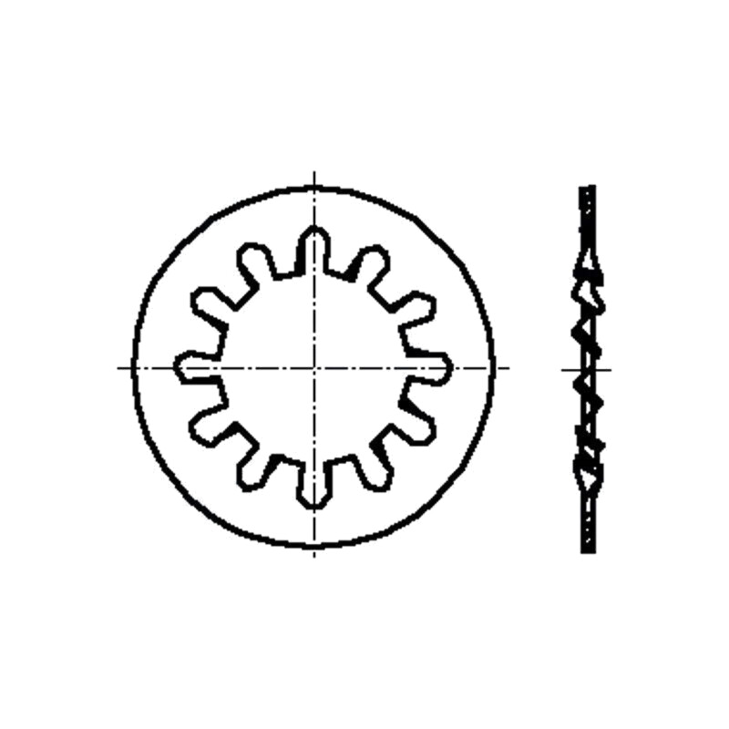 Şaibă; dinţată în interior; M2; D4,5mm; h0,3mm; oţel elastic