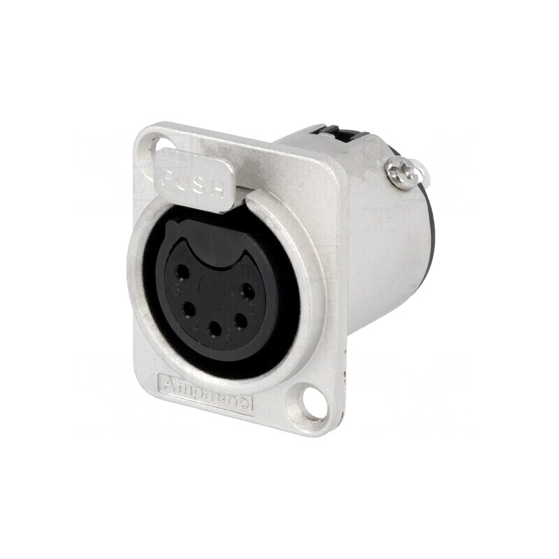 Soclu XLR Mamă 5 Pin Drept cu Buton de Lipire | Electronic-mag.ro | Componente Electronice