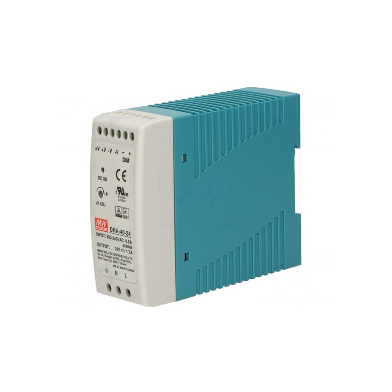 Alimentator Pulsatoriu pentru Șină DIN 40.8W 24V 1.7A DRA-40-24 | Electronic-mag.ro | Componente Electronice
