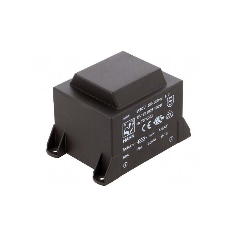 Transformator încapsulat 30VA 230VAC 18V 1667mA PCB | Electronic-mag.ro | Componente Electronice