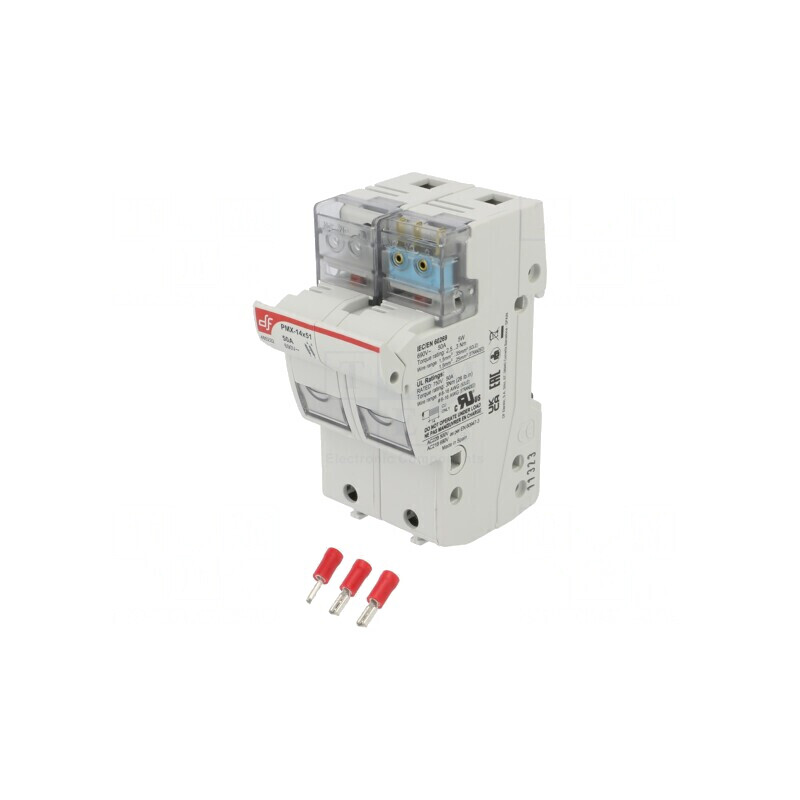 Clemă siguranţe cilindrice 14x51mm 50A gri - şină DIN | Electronic-mag.ro | Componente Electronice