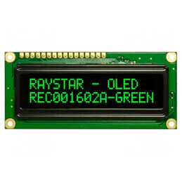 Afișaj OLED alfanumeric 16x2 verde 80x36x10mm | Electronic-mag.ro | Componente Electronice