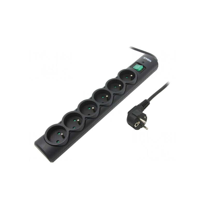 Prelungitor cu Protecție la Supratensiune, 6 Prize, 10A | Electronic-mag.ro | Componente Electronice