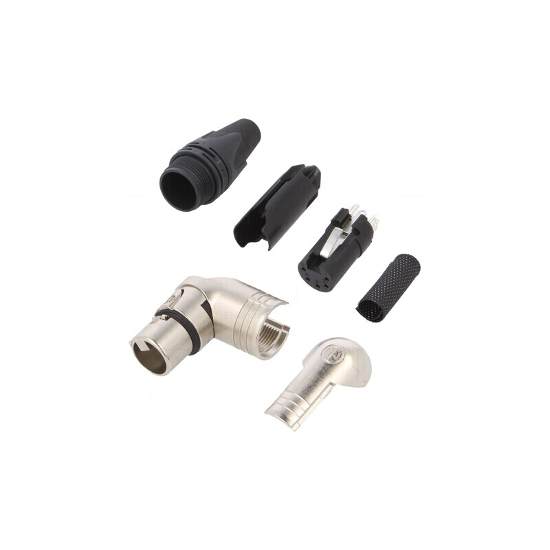 Mufă XLR Mamă 5 PIN 90° Rotativă pentru Cablu | Electronic-mag.ro | Componente Electronice