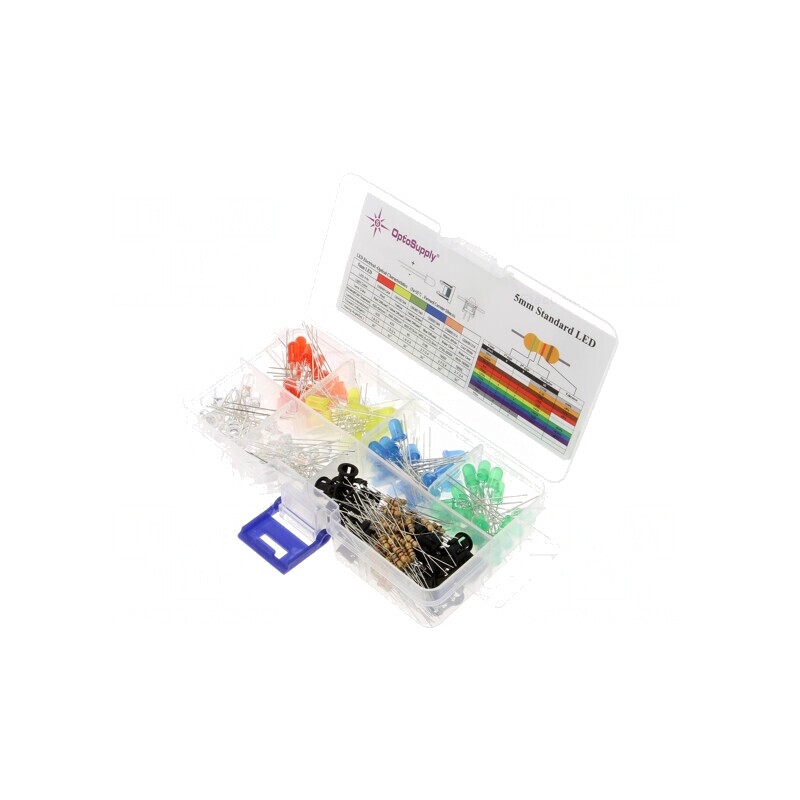 Set LED 5mm THT 280 bucăți în cutie de plastic | Electronic-mag.ro | Componente Electronice