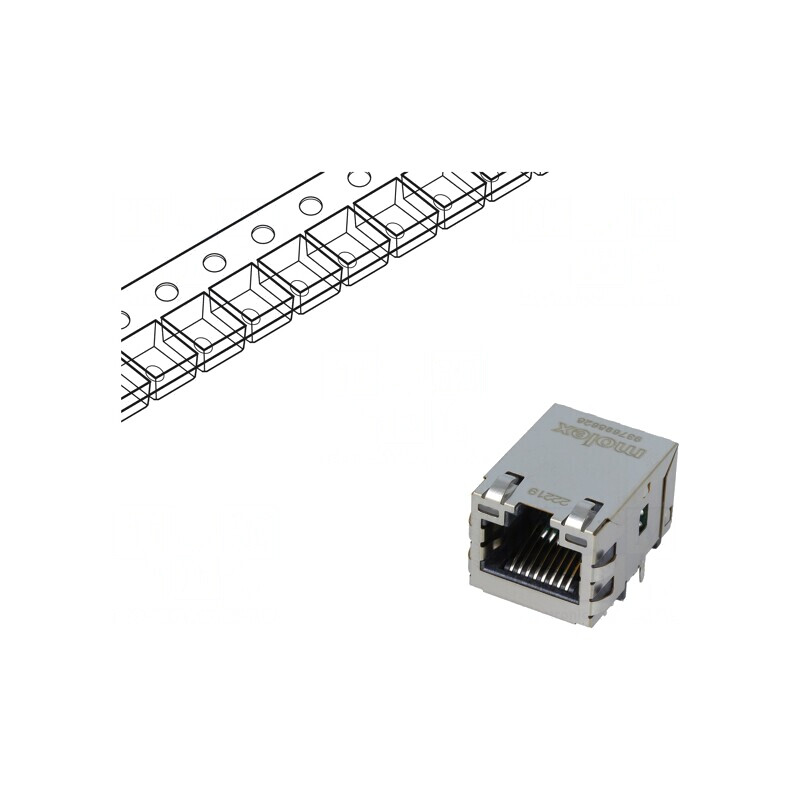 Soclu RJ45 cu LED ecranat aurit pentru PCB | Electronic-mag.ro | Componente Electronice