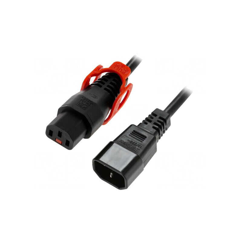 Cablu IEC C13 la C14 cu Blocare 2m | Electronic-mag.ro | Componente Electronice