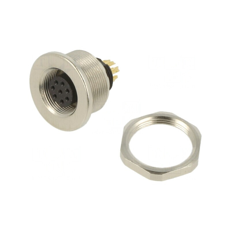 Conector M9 Mamă Aurit 125V IP67 8 PIN Drept | Electronic-mag.ro | Componente Electronice