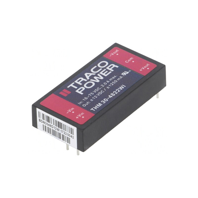 Convertor DC/DC 30W 18-75V la 12V/-12V THM 30-4822WI | Electronic-mag.ro | Componente Electronice