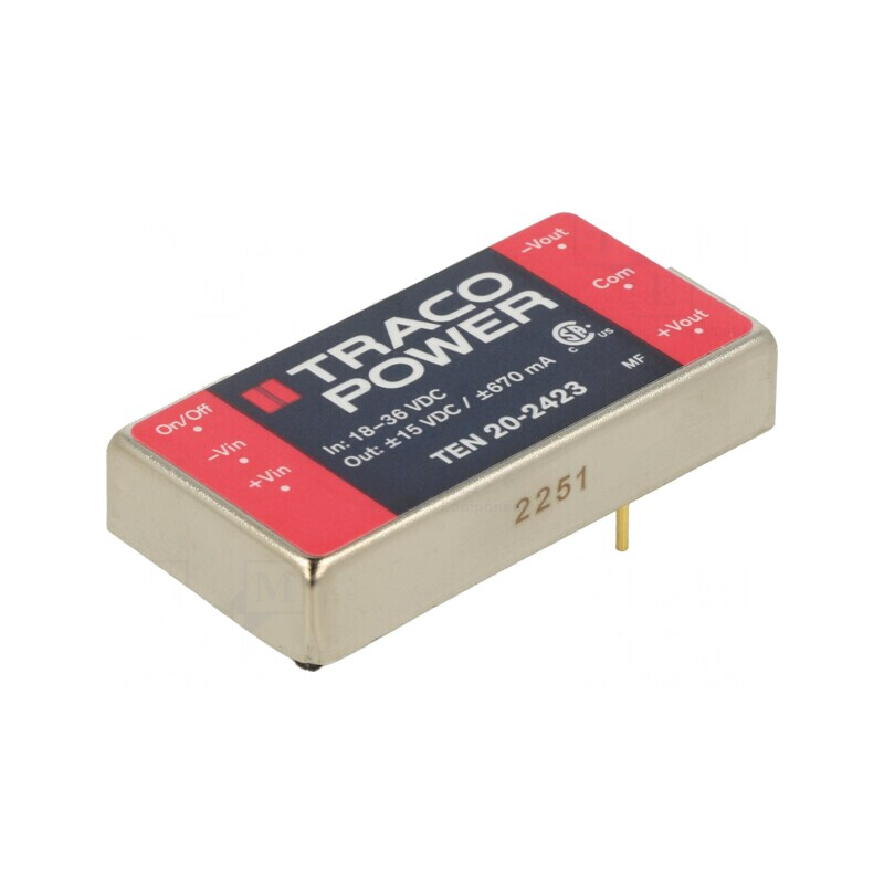 Convertor DC/DC 20W 18-36V la 15V/-15V TEN 20-2423 | Electronic-mag.ro | Componente Electronice