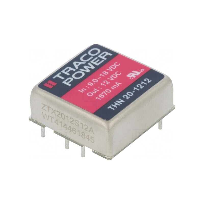Convertor DC/DC 20W 9-18V la 12V 1670mA THN 20-1212 | Electronic-mag.ro | Componente Electronice