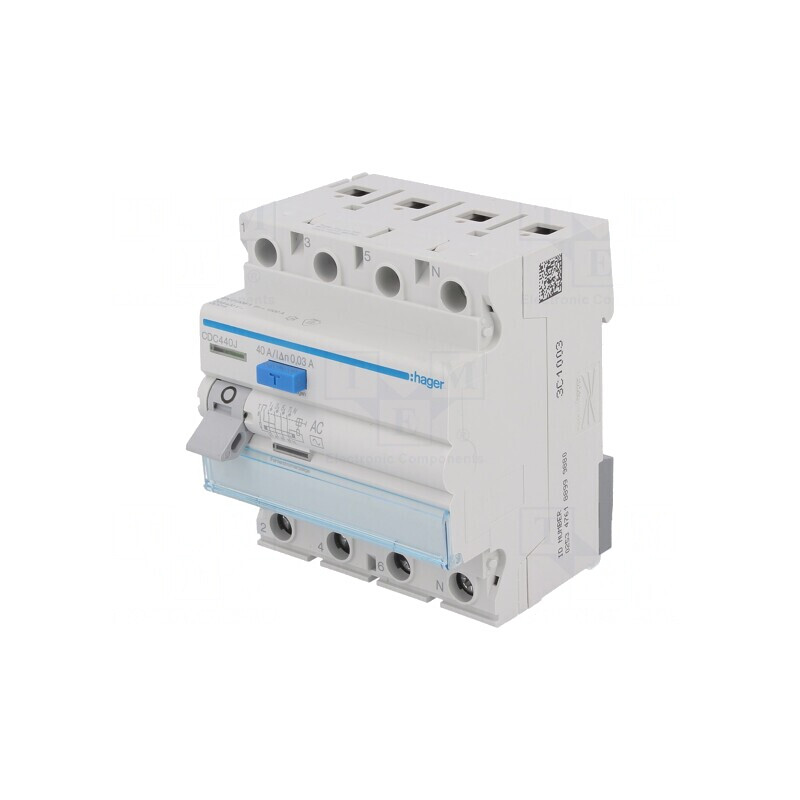 Întrerupător diferenţial 40A 30mA 3P+N IP20 | Electronic-mag.ro | Componente Electronice