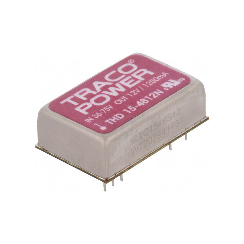 Convertor DC/DC 15W 36-75V la 12V 1,25A PCB THD | Electronic-mag.ro | Componente Electronice