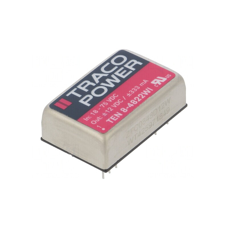 Convertor DC/DC 8W 18-75V la 12V/-12V TEN 8-4822WI | Electronic-mag.ro | Componente Electronice