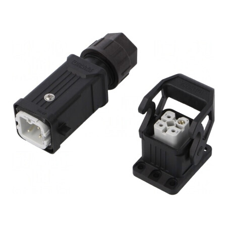 Conector HDC 230V 10A 4 Pini 3 PE Drept | Electronic-mag.ro | Componente Electronice