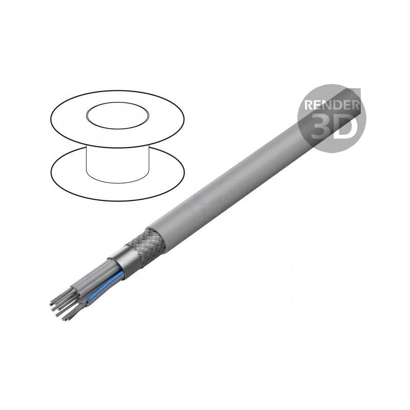 Cablu Bandă Rotund 1.27mm 9x28AWG PVC Gri | Electronic-mag.ro | Componente Electronice