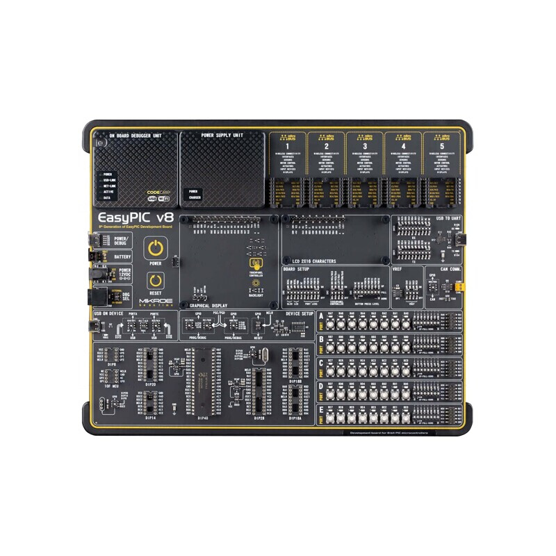 Kit Dezvoltare Microchip PIC Fusion v8 cu PIC18F47K42 și EASYPIC V8 | Electronic-mag.ro | Componente Electronice