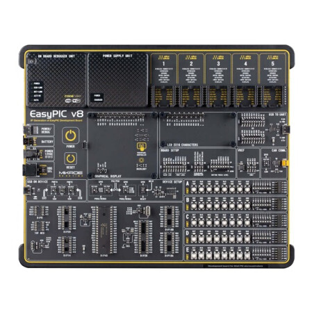 Kit Dezvoltare Microchip PIC Fusion v8 cu PIC18F47K42 și EASYPIC V8 | Electronic-mag.ro | Componente Electronice