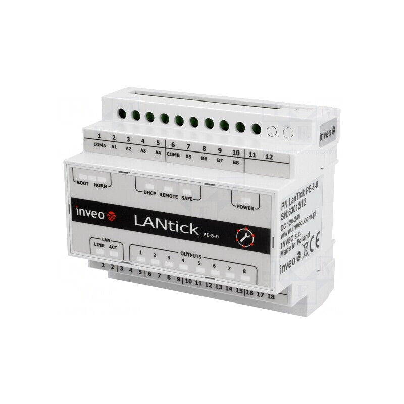 Modul Ieşiri Digitale 1 Port 10-24VDC pentru Şină DIN LAN LANTICK PE-8-0 | Electronic-mag.ro | Componente Electronice