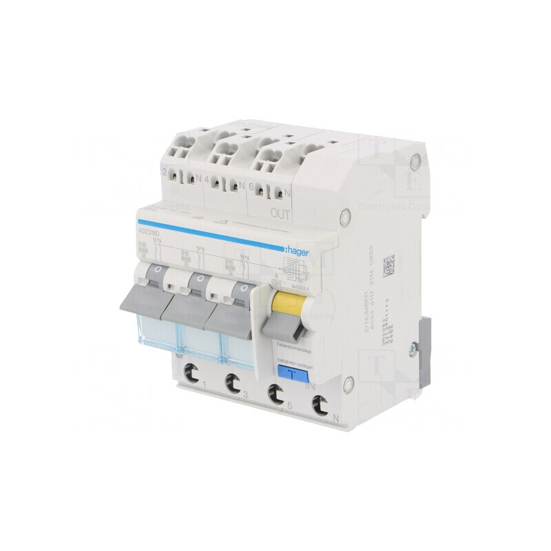 Întrerupător RCBO 16A 30mA 3P+N 240V IP20 | Electronic-mag.ro | Componente Electronice