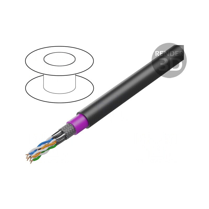 Cablu S/FTP Cat7 50m Negru 23AWG OFC | Electronic-mag.ro | Componente Electronice