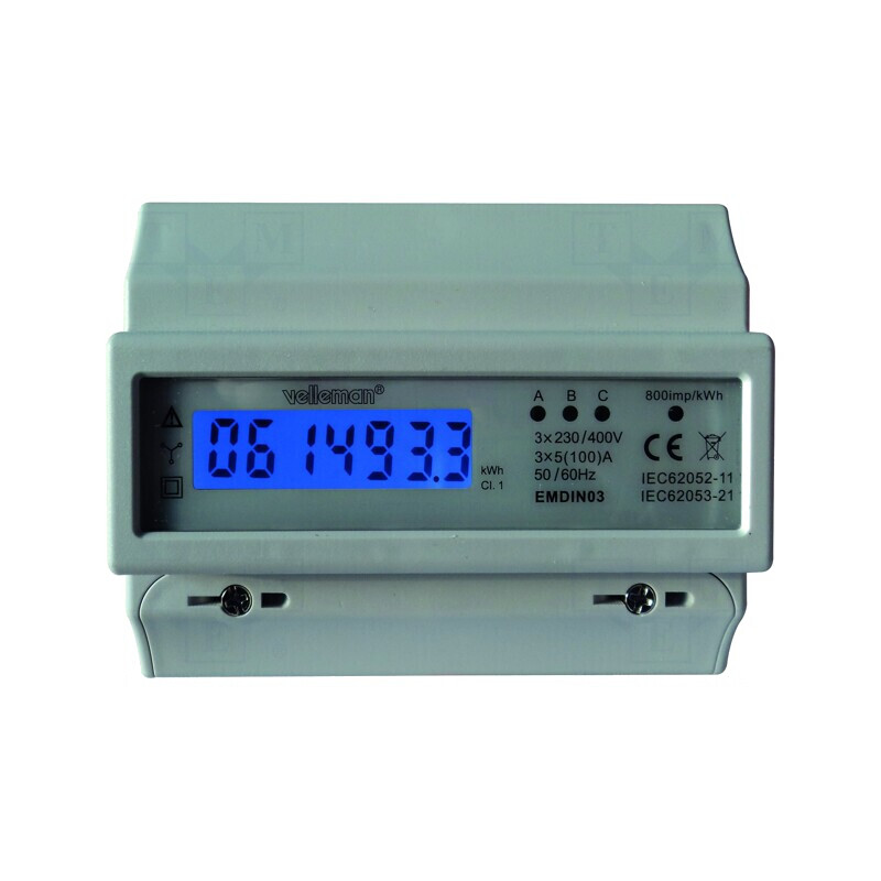 Contor Digital pentru Șină DIN 3-Fazat LCD EMDIN03 | Electronic-mag.ro | Componente Electronice