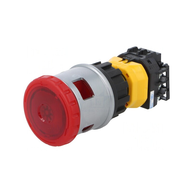 Comutator Siguranță 30mm cu LED Roșu 24V | Electronic-mag.ro | Componente Electronice