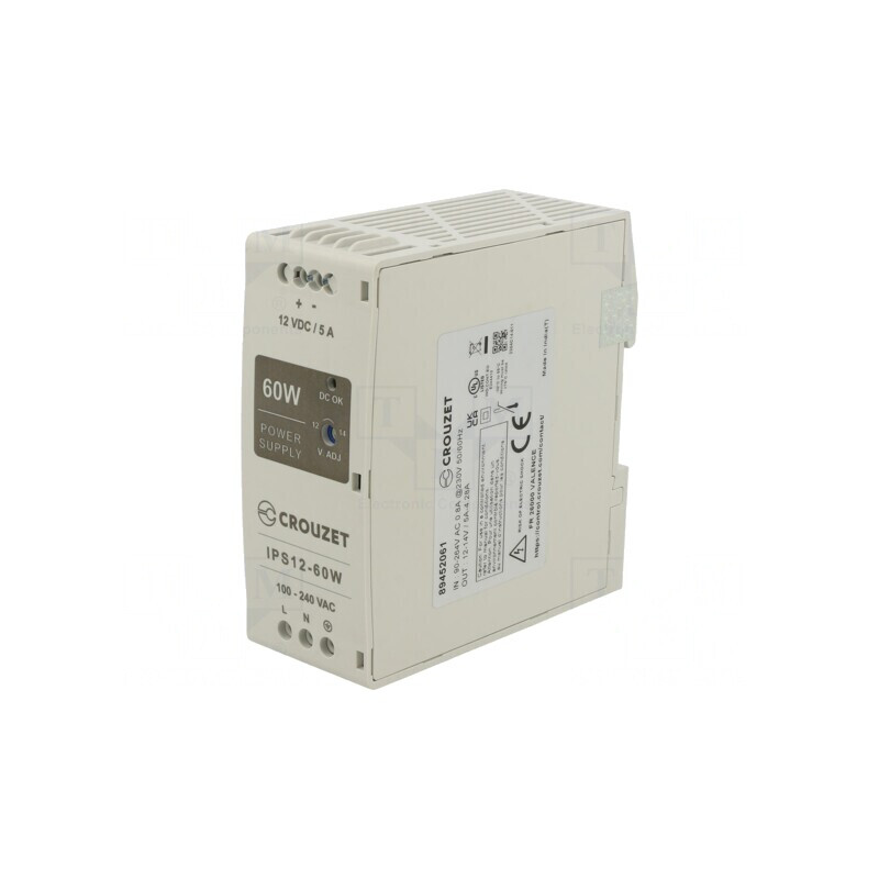 Alimentator Șină DIN 60W 12V 5A | Electronic-mag.ro | Componente Electronice