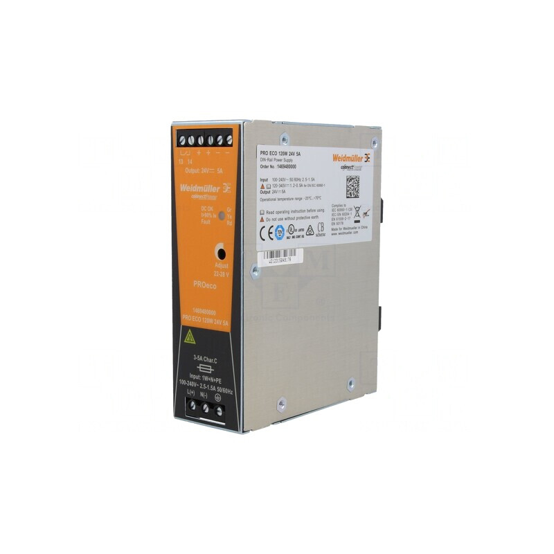 Alimentator pulsatoriu șină DIN 120W 24V 5A | Electronic-mag.ro | Componente Electronice