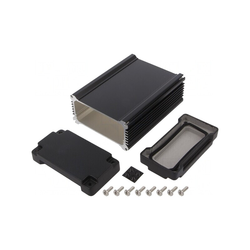Carcasă aluminiu neagră IP67 106x150x56mm | Electronic-mag.ro | Componente Electronice