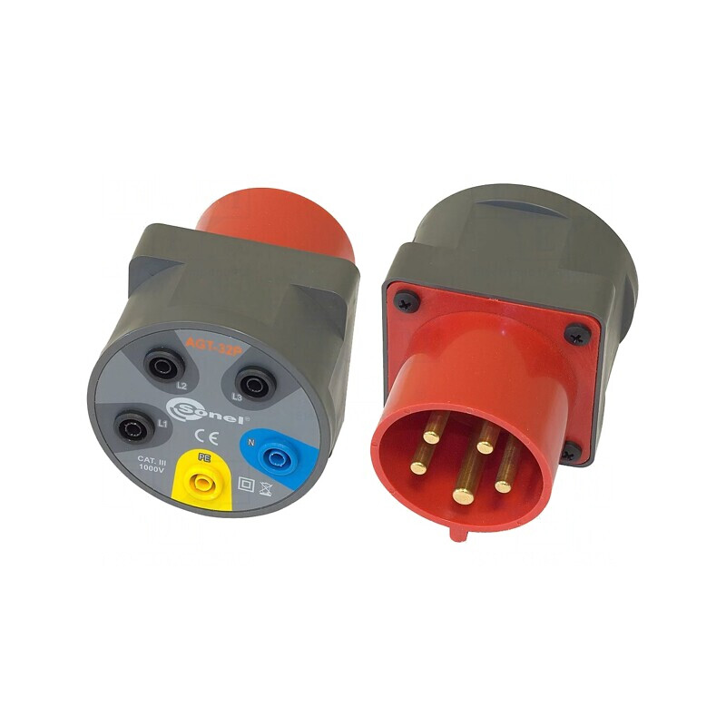Adaptor trifazic 32A banană-priză CEE-mufă AGT-32P | Electronic-mag.ro | Componente Electronice