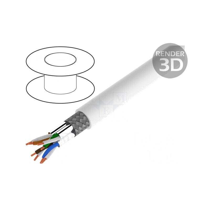 Cablu Ethernet Industrial S/FTP Cat7 LSZH Alb 100m | Electronic-mag.ro | Componente Electronice