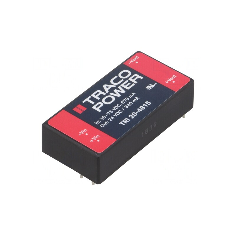 Convertor DC/DC 20W 36-75V la 24V 840mA TRI 20-4815 | Electronic-mag.ro | Componente Electronice