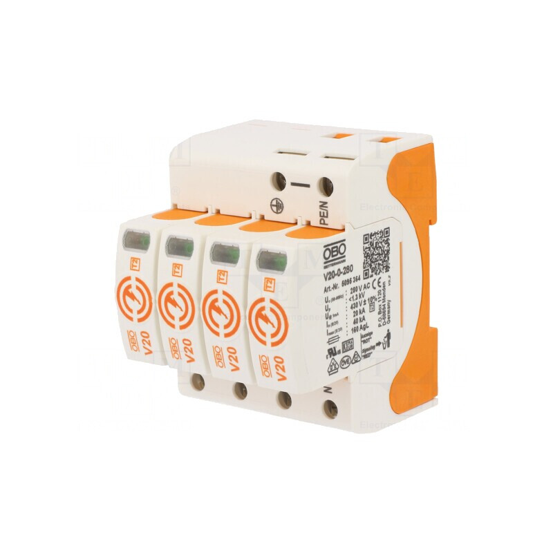 Limitator de Supratensiuni Tip 2 20kA 280VAC 4 Poli | Electronic-mag.ro | Componente Electronice Limitator de Supratensiuni Tip 2 20kA 280VAC 4 Poli | Electronic-mag.ro | Componente Electronice