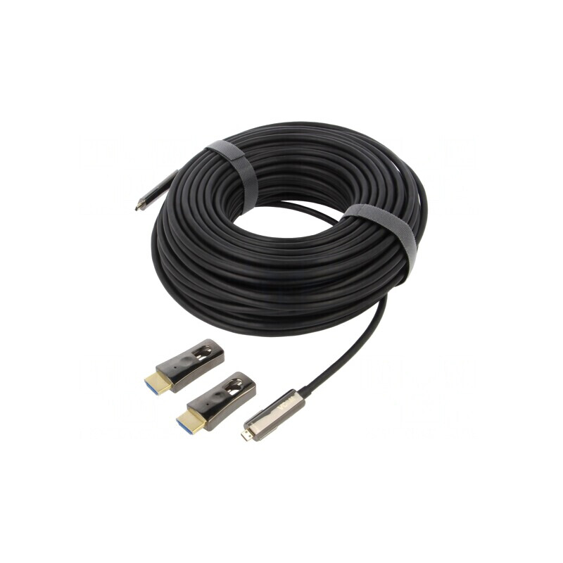 Cablu HDMI Optic 30m Negru PVC Metal HDCP 2.2 | Electronic-mag.ro | Componente Electronice