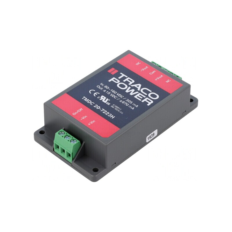 Convertor DC/DC 20W 80-160V la 15V/-15V TMDC 20-7223H | Electronic-mag.ro | Componente Electronice