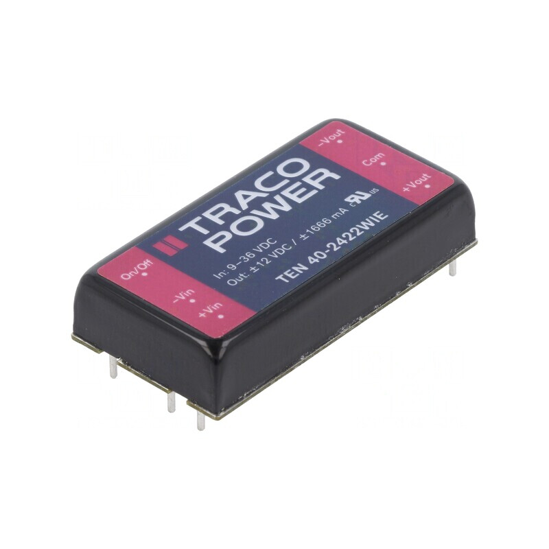 Convertor DC/DC 40W 9-36V la 12V/-12V TEN 40-2422WIE | Electronic-mag.ro | Componente Electronice