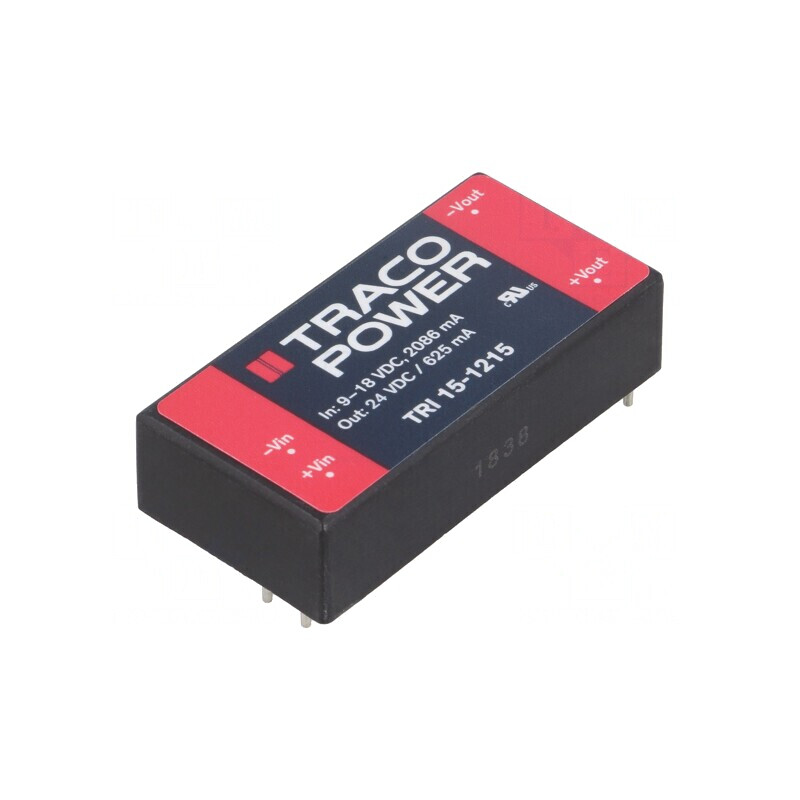 Convertor DC/DC 15W 9-18V la 24V 625mA TRI 15-1215 | Electronic-mag.ro | Componente Electronice