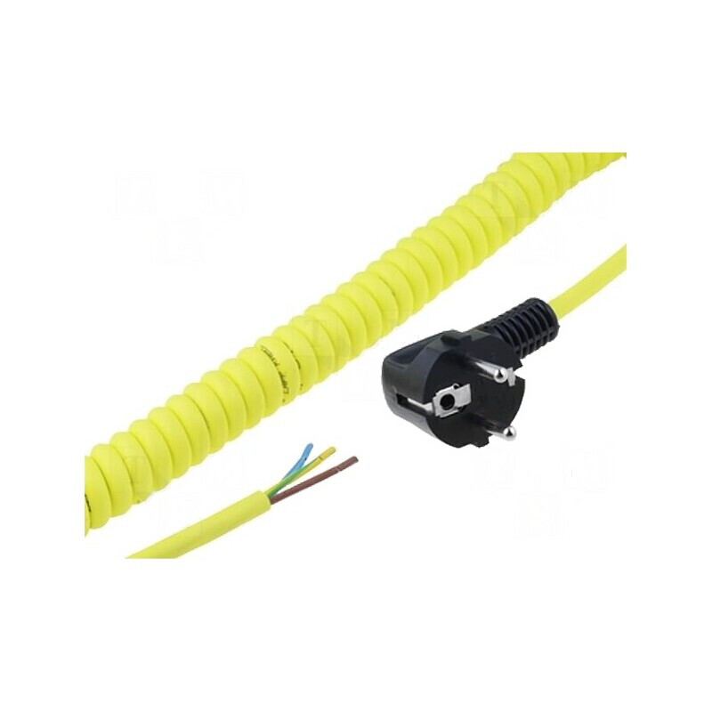 Cablu Spiralat PUR cu Ştecăr Unghiular CEE 7/7 | Electronic-mag.ro | Componente Electronice