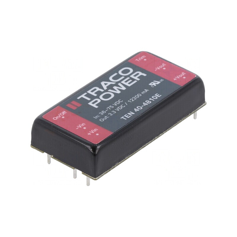 Convertor DC/DC 40W 38-75V la 3,3V 12,2A TEN 40-4810E | Electronic-mag.ro | Componente Electronice