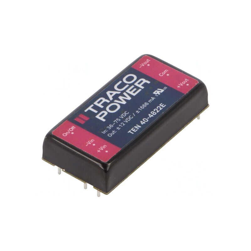 Convertor DC/DC 40W 38-75V la 12V/-12V TEN 40-4822E | Electronic-mag.ro | Componente Electronice