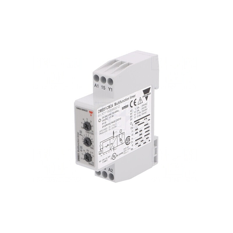 Timer SPDT 0,1s-100h Ualim 24-240VAC IP20 DMB51CM24 | Electronic-mag.ro | Componente Electronice