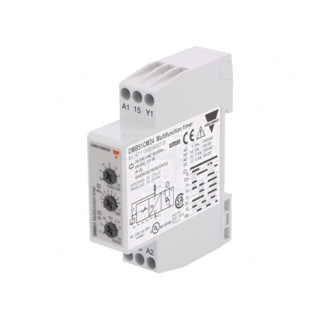 Timer SPDT 0,1s-100h Ualim 24-240VAC IP20 DMB51CM24 | Electronic-mag.ro | Componente Electronice