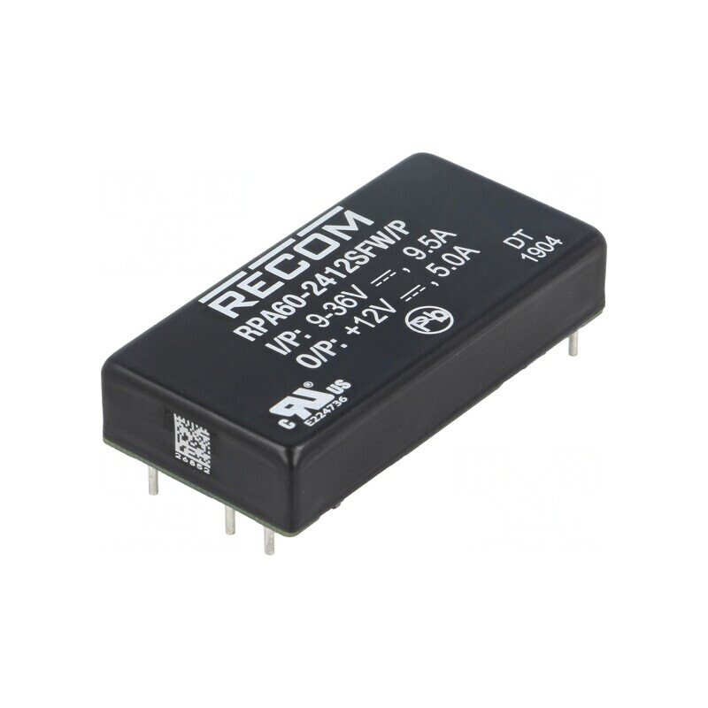 Convertor DC/DC 60W 9-36V la 12V 5A RPA60-2412SFW/P | Electronic-mag.ro | Componente Electronice